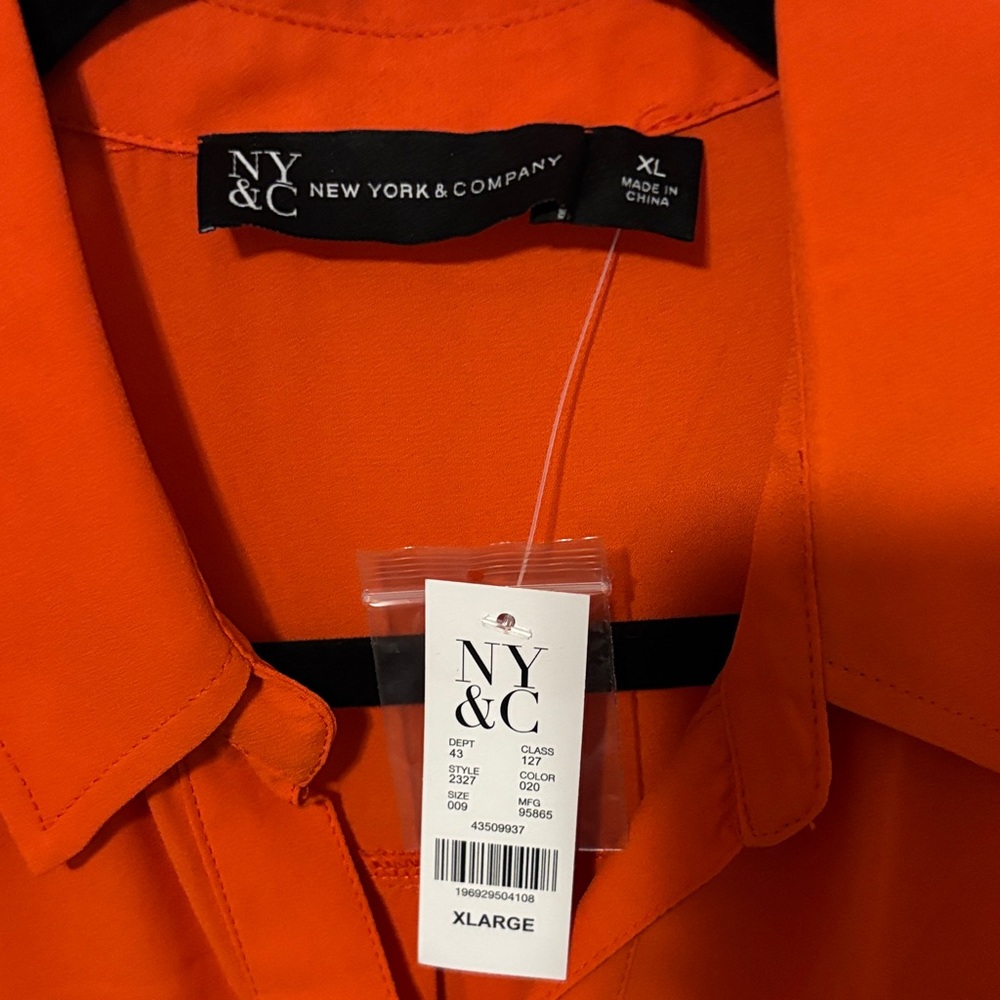 Orange Button-Up Blouse - Picture 2 of 3